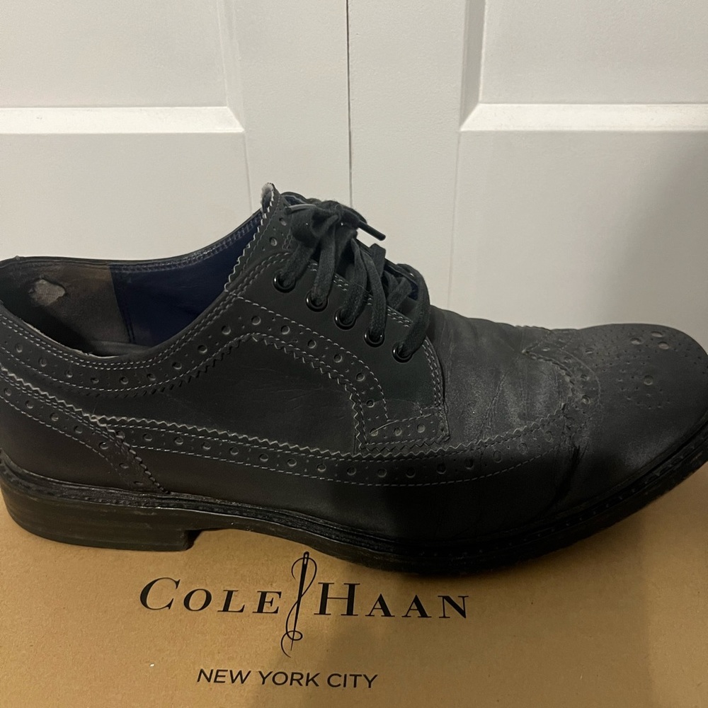 Cole Haan Cooper Sq Wingtip 9 1/2 Reflective Black